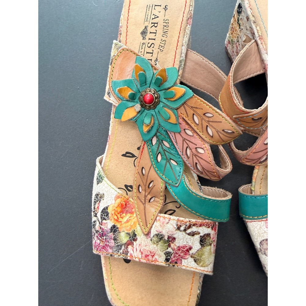 L'Artiste Spring Step‎ Izetru Sandals Floral Block Heel Fairy Whimsy Size 9.5 - Picture 3 of 10